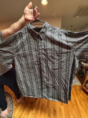 HARBOR BAY 5X Men's Black & White Patterned Button-Up Shirt